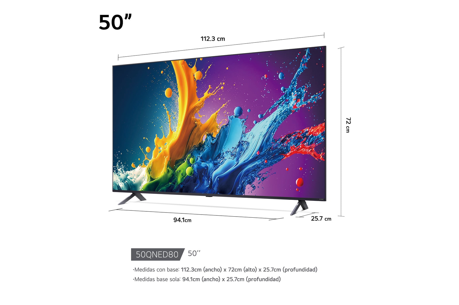 Vista frontal del LG QNED TV, QNED80